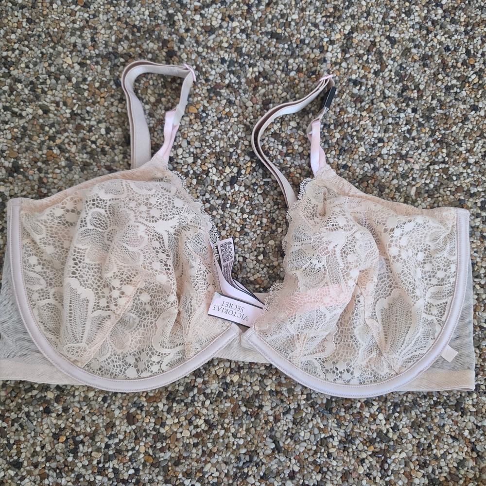 Victorias Secret Unlined Demi Lace Bra 38DD Beige NWT 11185257